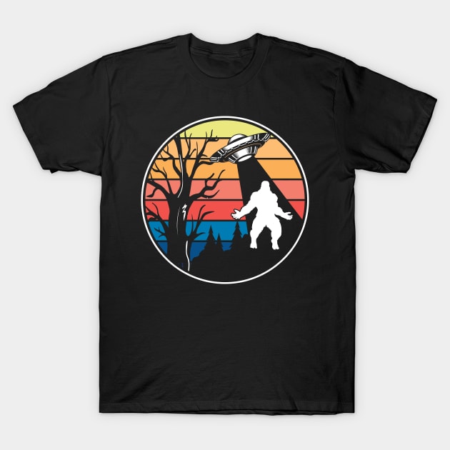 Retro alien ufo bigfoot abduction T-Shirt by Dylante